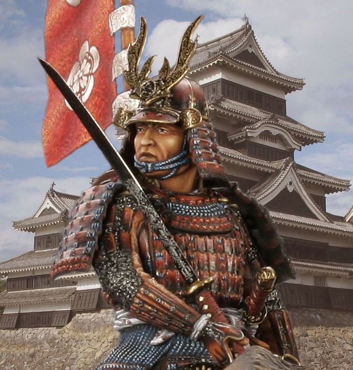 Фото самурая с мечом и в доспехах в отличном качестве